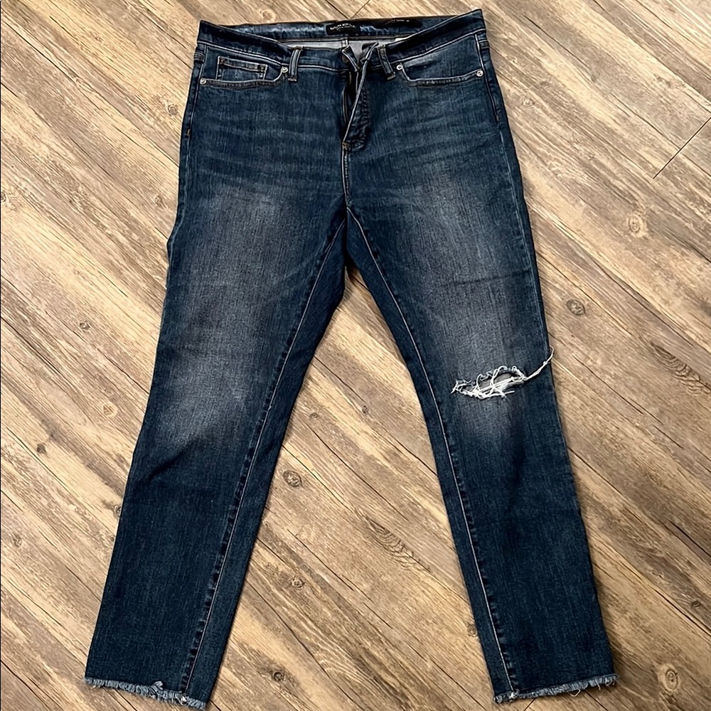 Banana Republic Blue Ankle Cropped Distressed Jeans